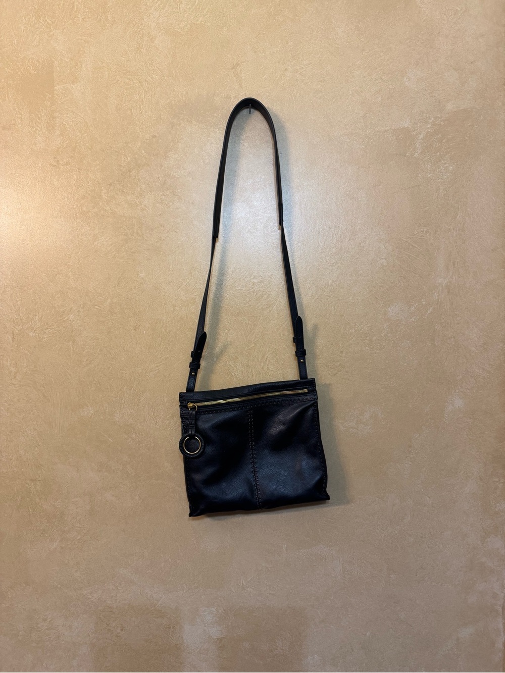 HOBO Black Crossbody Bag with Ring Accent
